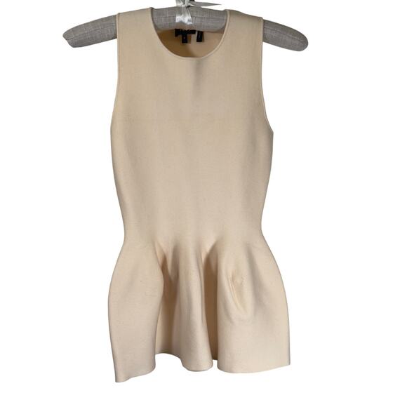 Theory Peplum Shaped Shell Top Knit Ivory Size P - Picture 1 of 6
